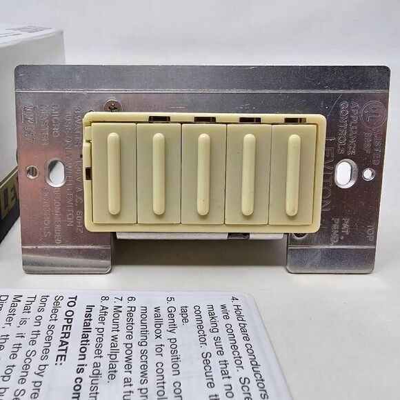 LEVITON IVORY DECORA ON/OFF PRESET 4-SCENE SELECTOR DIMMMER CONTROLLER 17700-MOI - Picture 5 of 6